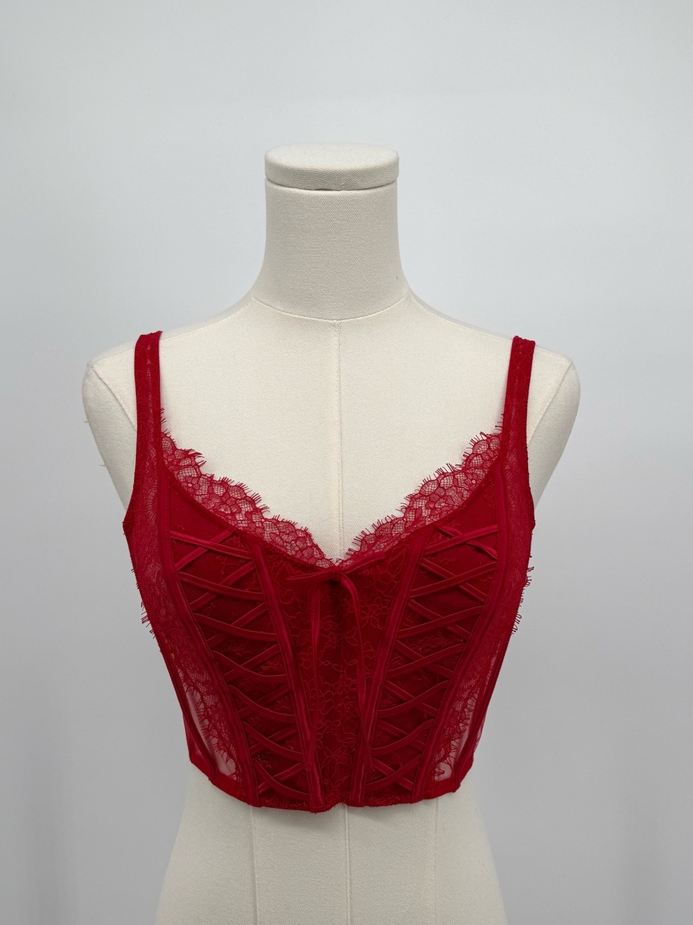 Victoria's Secret Red Lace Bustier Crop Top
